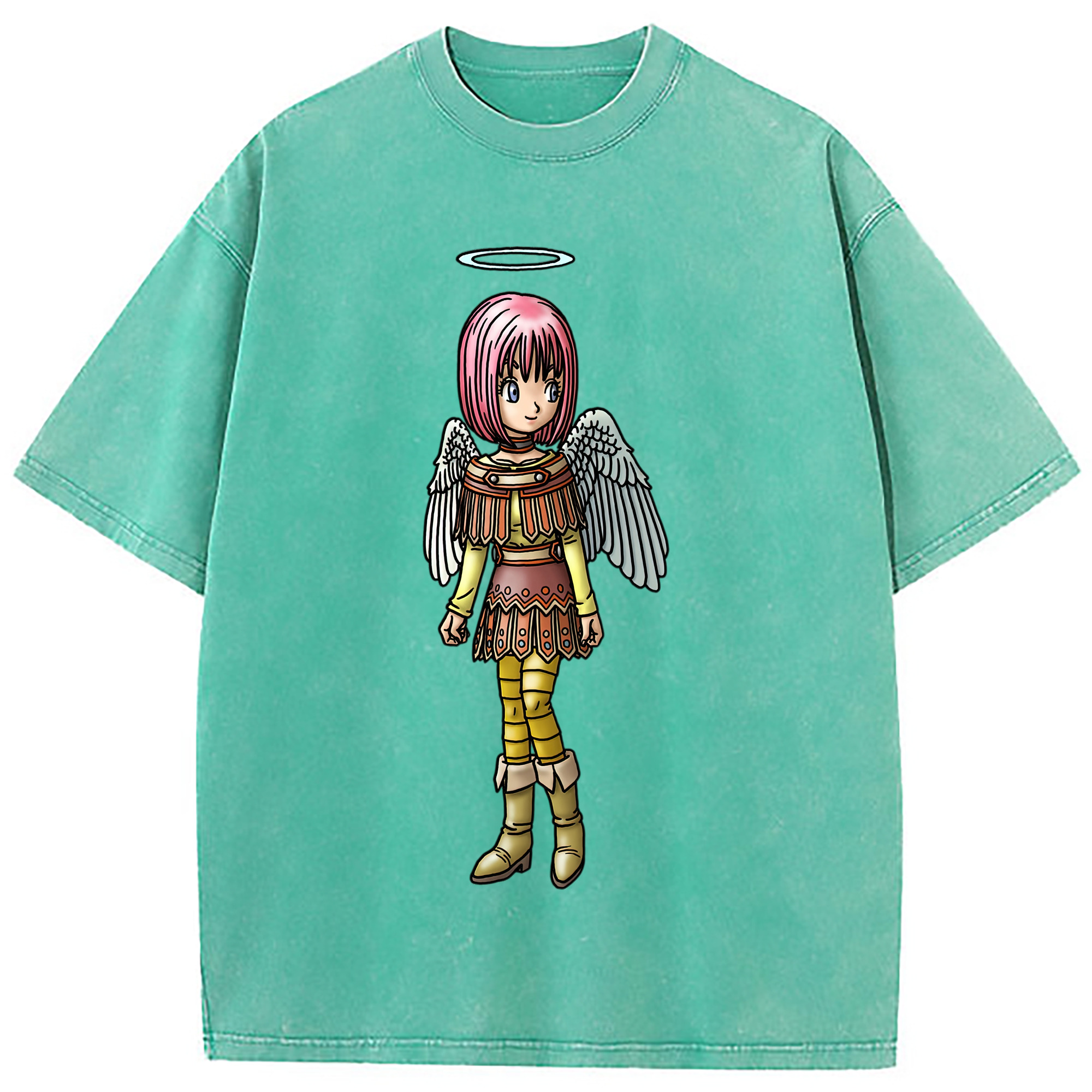 （画像用） ドラゴンクエスト Doragon Kuesuto Dragon Quest 綿100% ヴィンテージ風 半袖Tシャツ（フロントプリント）